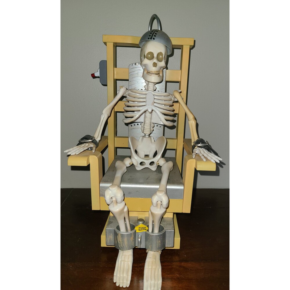 Gemmy Joltin Jack Animated Light Up Talking Skeleton In Electric Chair WORKS